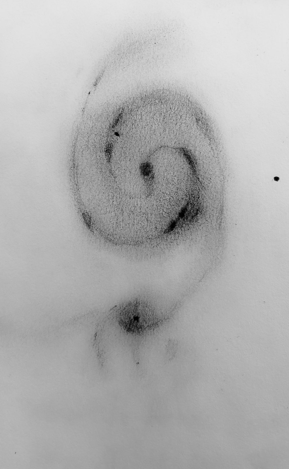 Sketch of the Whirlpool Galaxy made at the eyepiece of Akarsh's 18 inch telescope over the span of 2 hours under the excellent skies of Massacre Rim